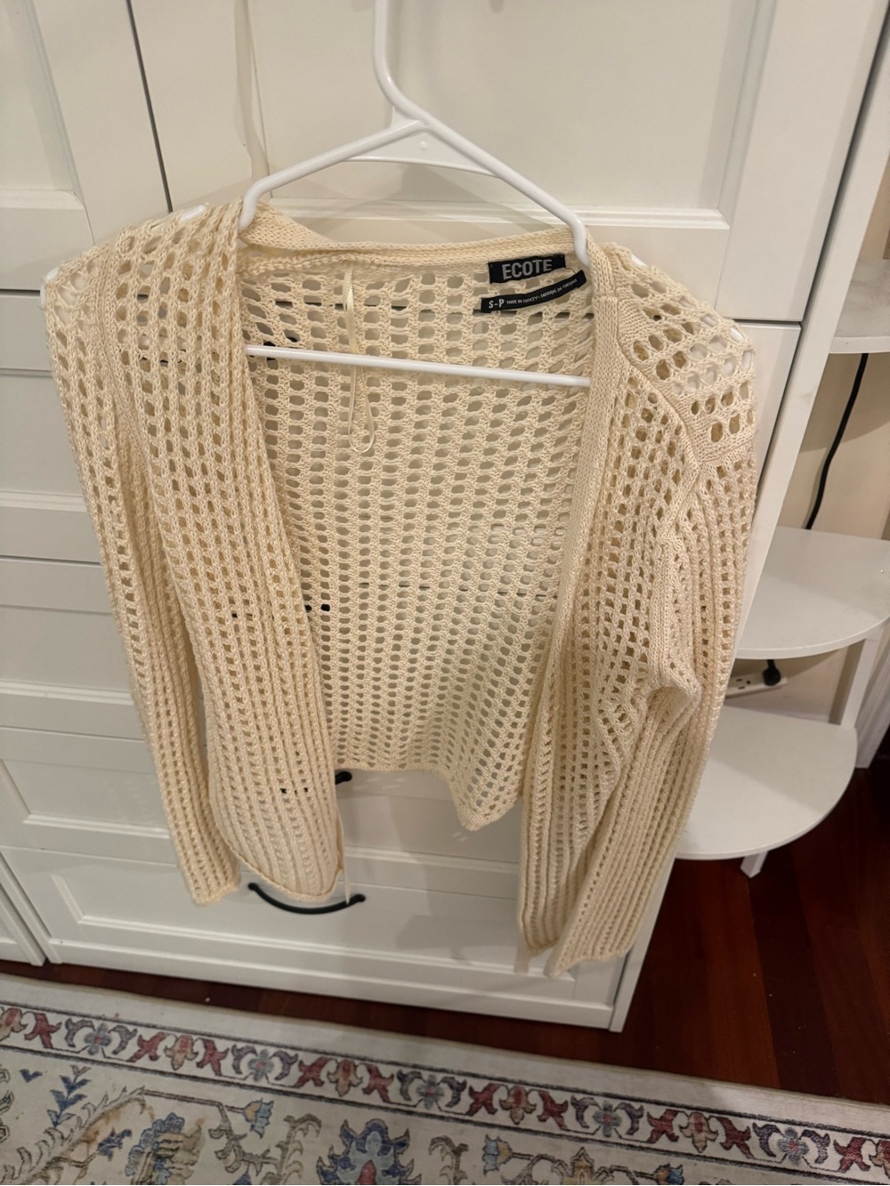 Ecote Open Weave Cream Knit Cardigan